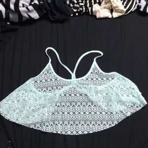 PINK Crochet Racerback Crop Tank Top